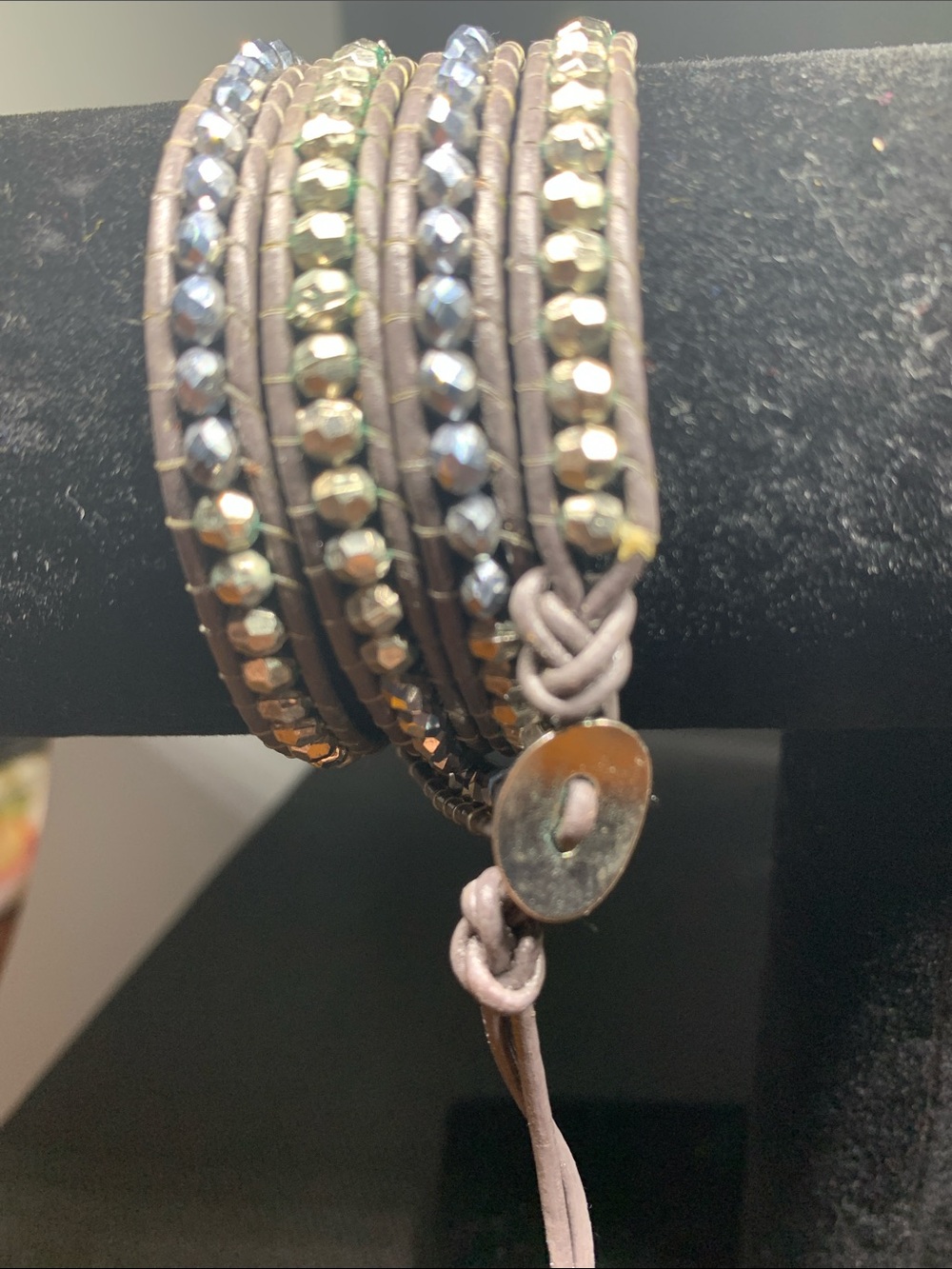 Chan Luu Multi-Strand Beaded Wrap Bracelet - Gold & Silver  Iridescent Beads